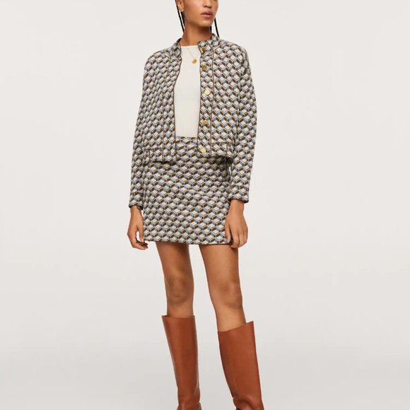 Mango Geometric print knit skirt - Picture 1 of 7